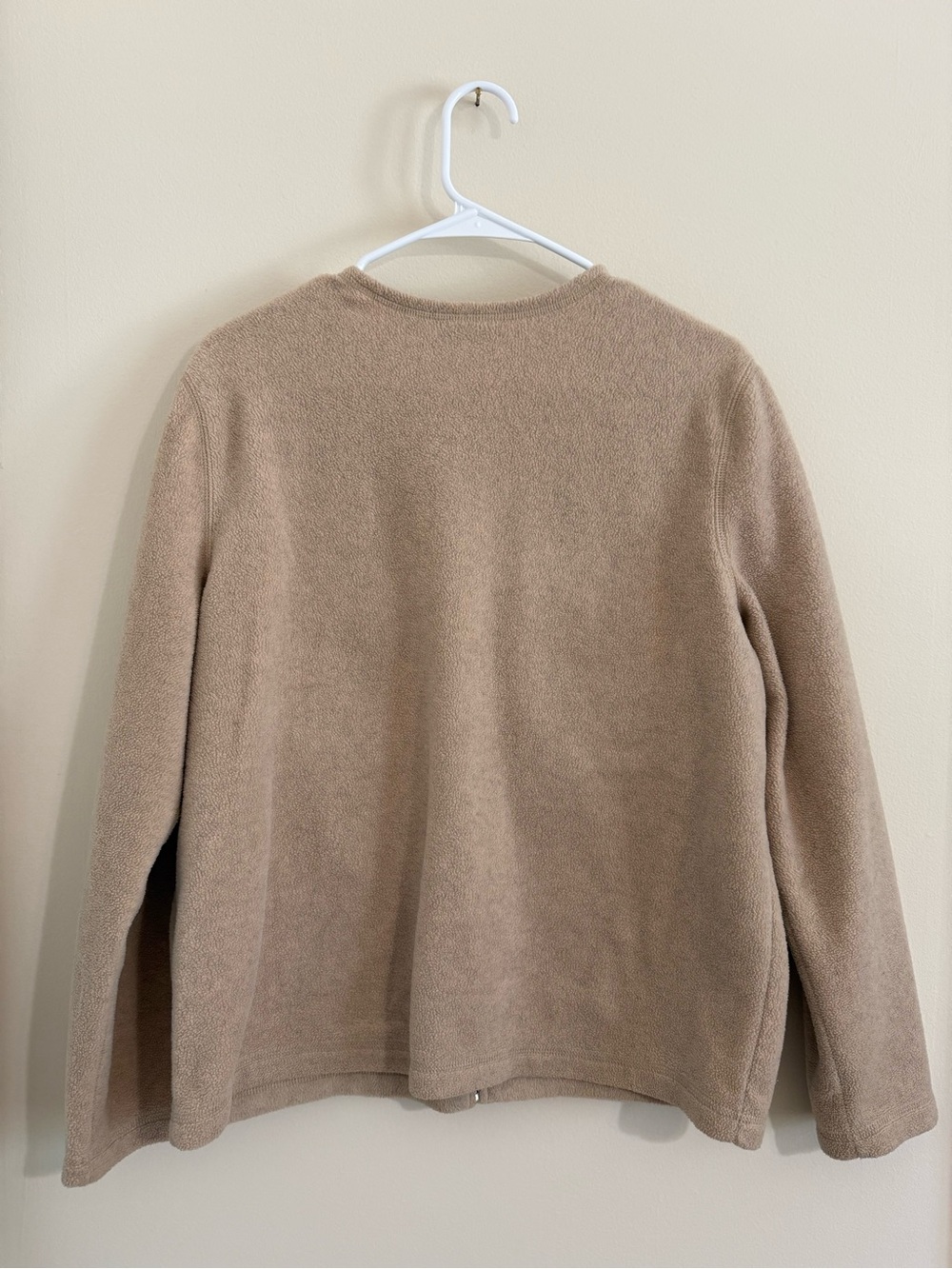croft & barrow Womens Large Tan Zip-Front Fleece Jacket Embroidered Mountain VTG - Picture 4 of 15